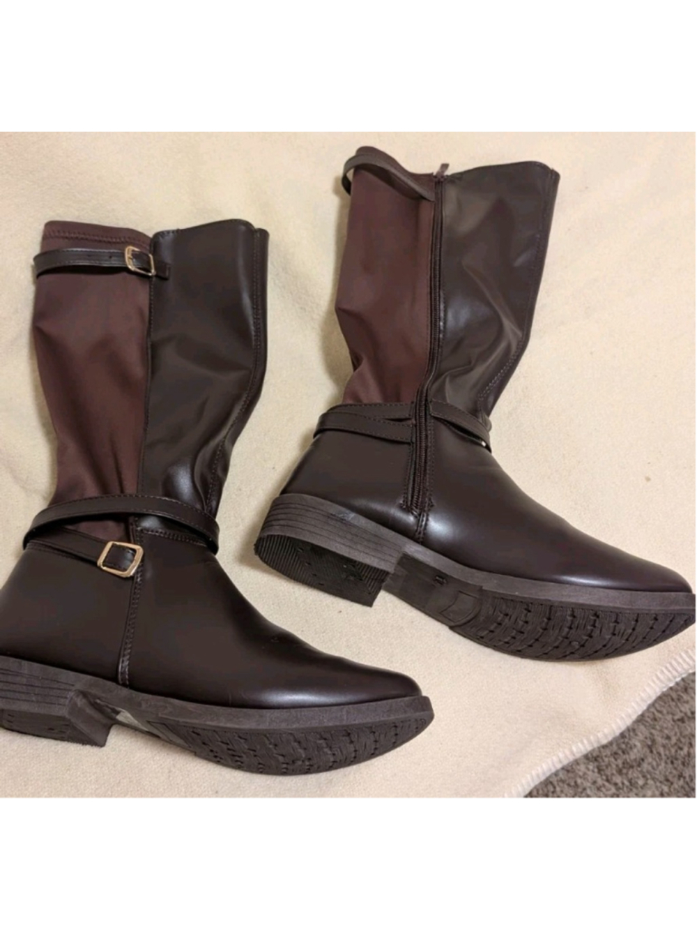 Rouge Helium Brown High Riding Boots Buckle Size 10 F94